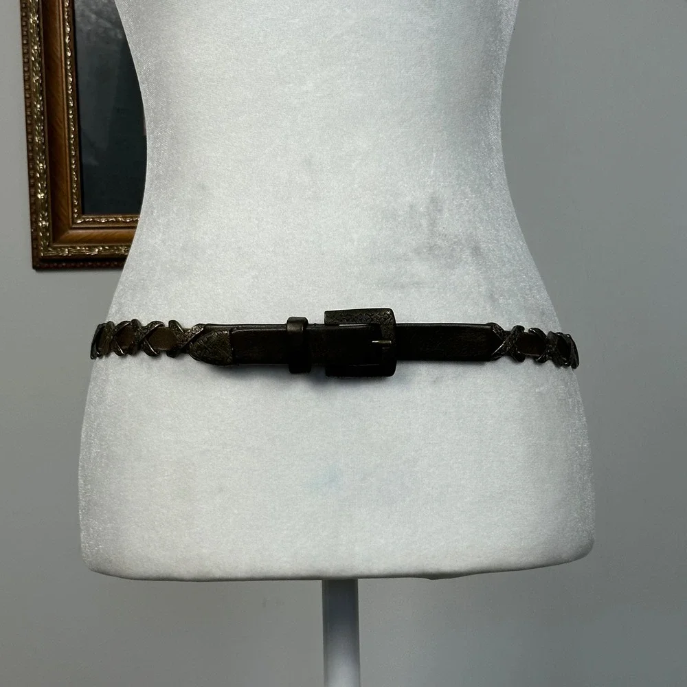 Suzi Roher Brown‎ Stretch Belt Metal X Details - SIZE Medium Plus